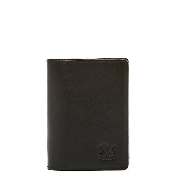 Card case in leather color black