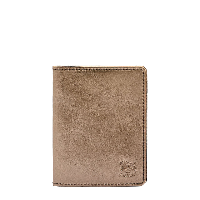 Card case in metallic leather color metallic bronze