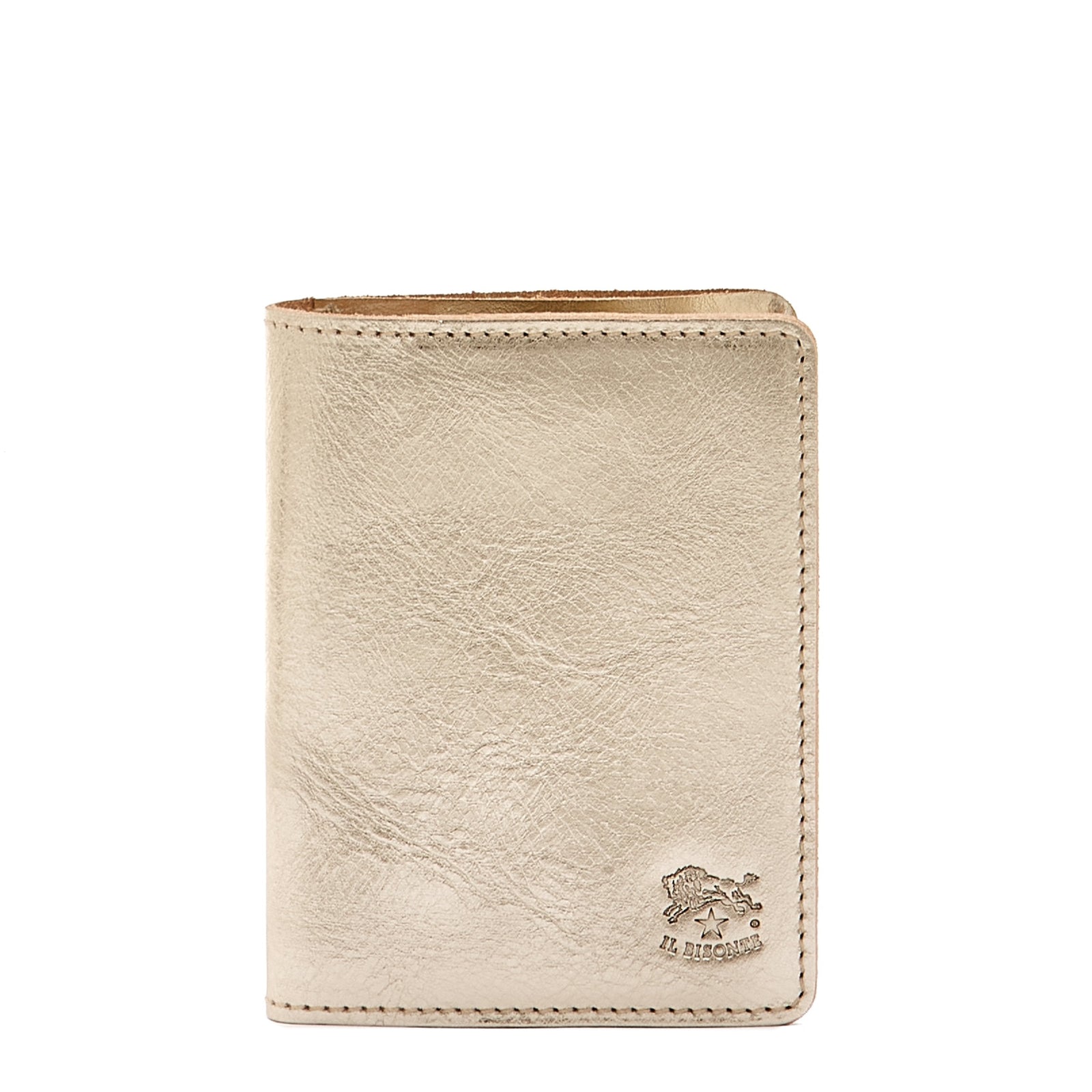 Card Case In Metallic Leather Color Metallic Platinum