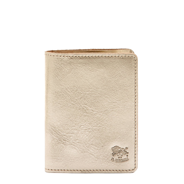 Card Case In Metallic Leather Color Metallic Platinum