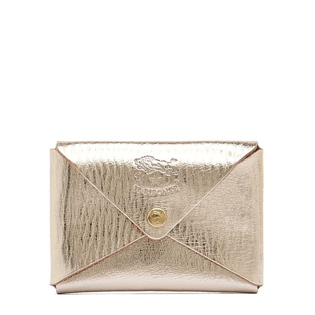 Sovana | Card case in metallic leather color metallic platinum