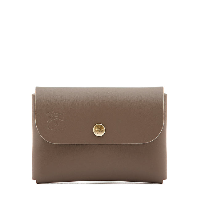 Card case in leather color light grey