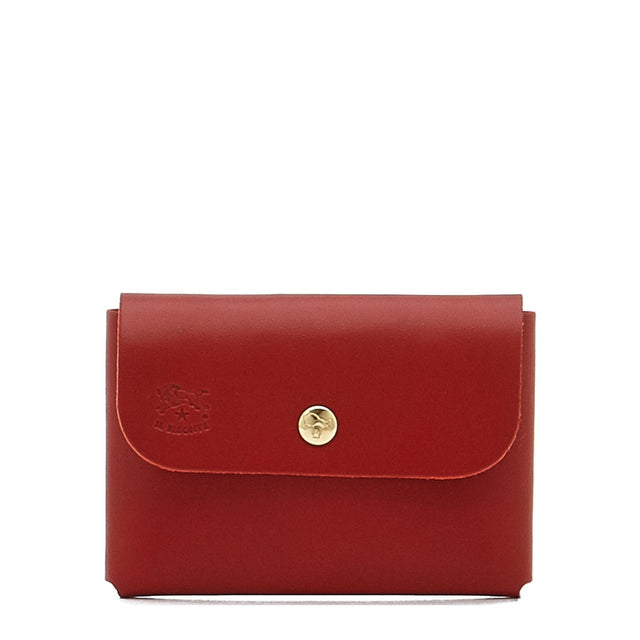 Card case in leather color ruby red