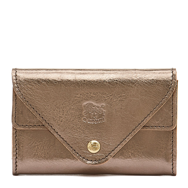 Uffizi | Card case in metallic leather color metallic bronze
