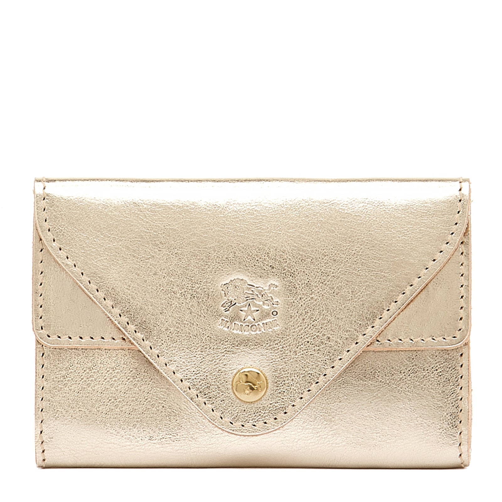 Uffizi Card Case In Metallic Leather Color Metallic Platinum