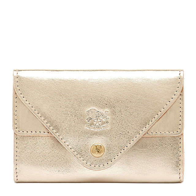 Uffizi | Card case in metallic leather color metallic platinum