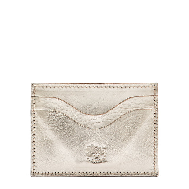 Salina | Card case in metallic leather color metallic platinum