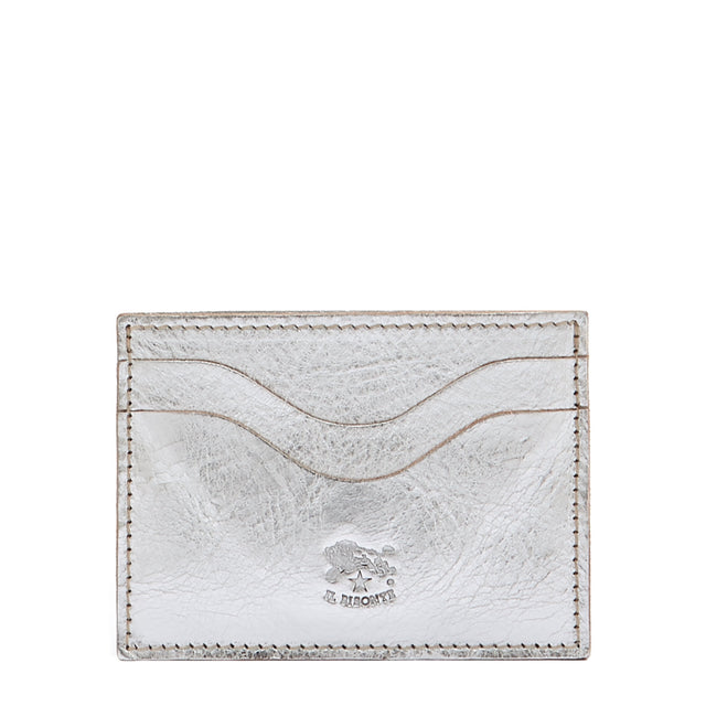 Salina | Card case in metallic leather color metallic silver