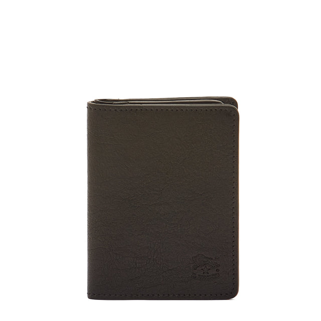 Oriuolo | Men's card case in vintage leather color black