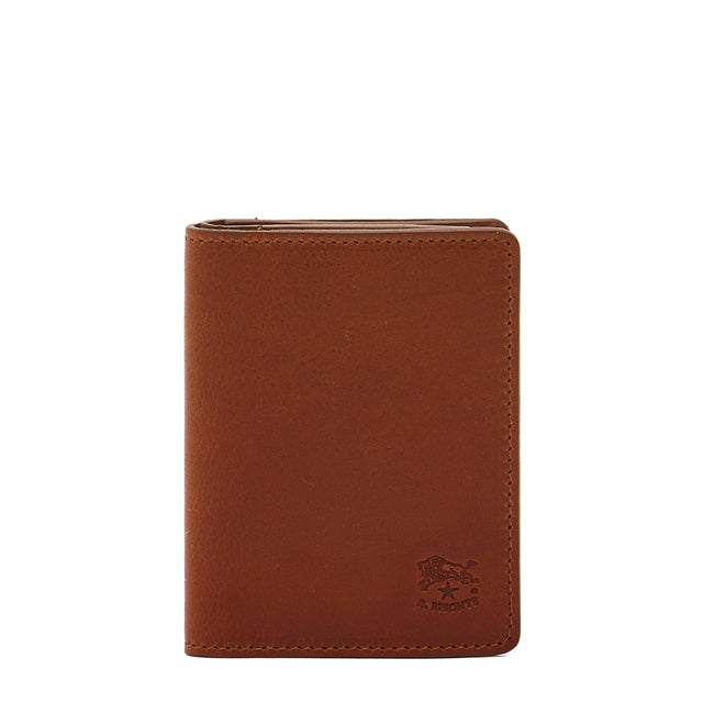 Oriuolo | Men's card case in vintage leather color sepia