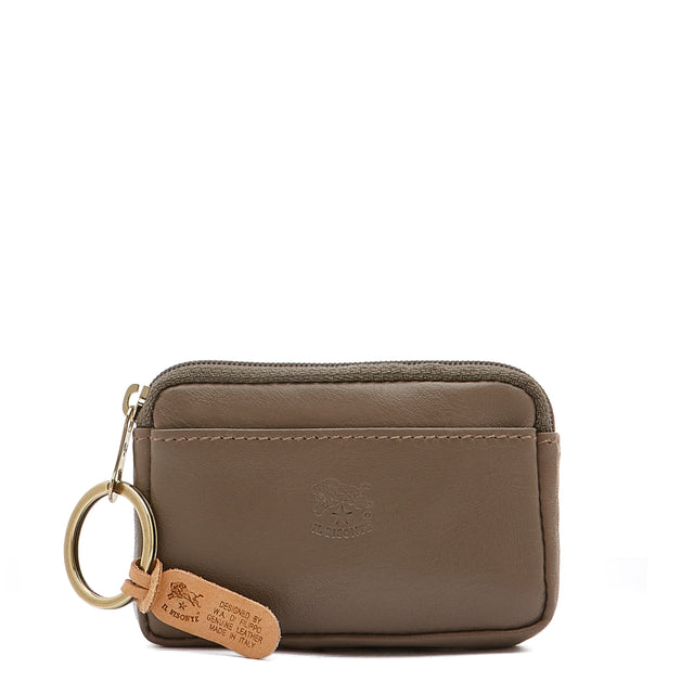 Coin purse in leather color light grey