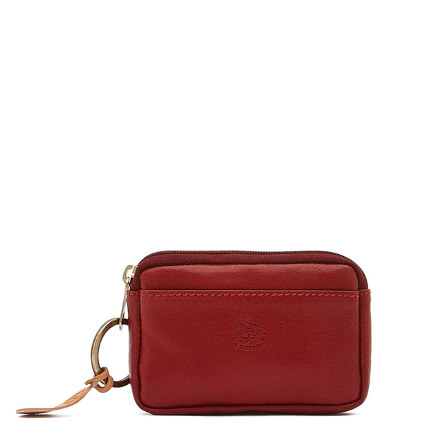 Coin purse in leather color red
