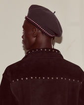 Script Beret With Red Blue Piping