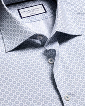 Non-Iron Stretch Print Shirt - Dark Blue