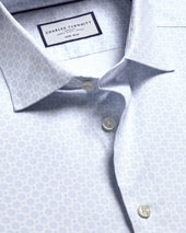 Non Iron Stretch Print Shirt Sky Blue