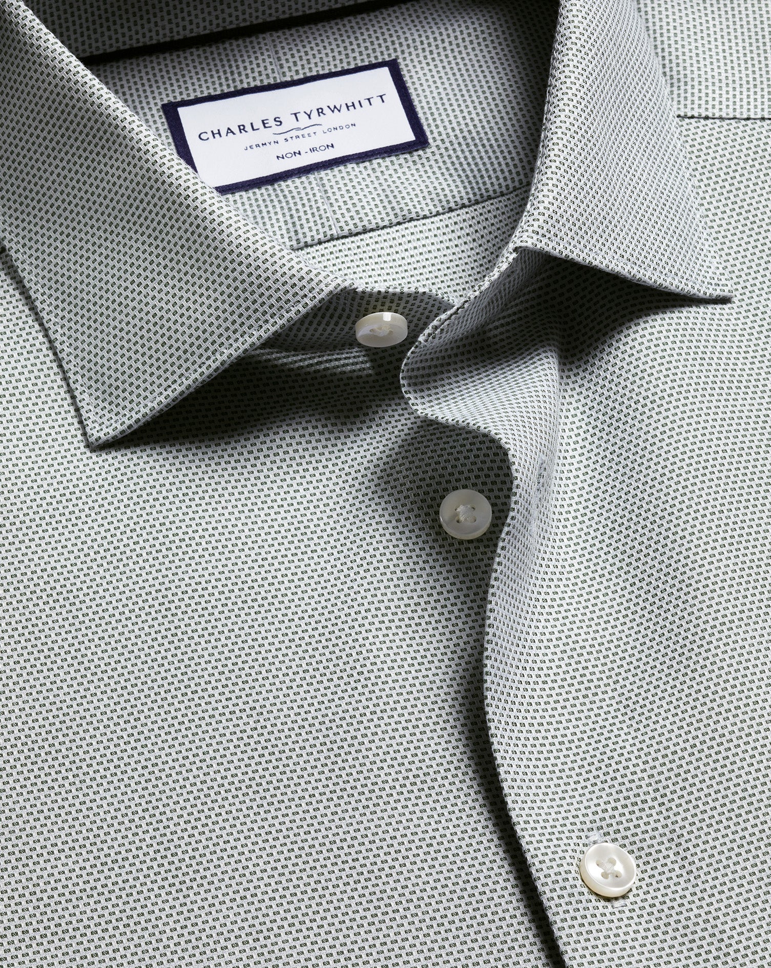 Non Iron Stretch Texture Shirt Green
