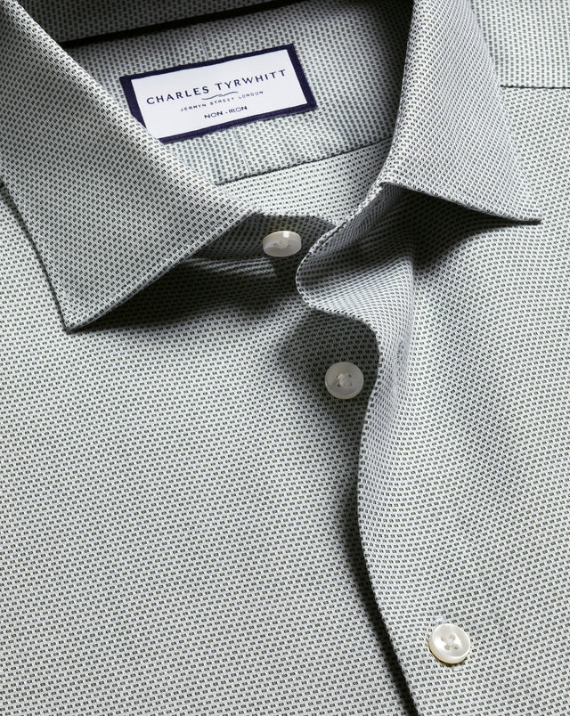 Non-Iron Stretch Texture Shirt - Olive Green