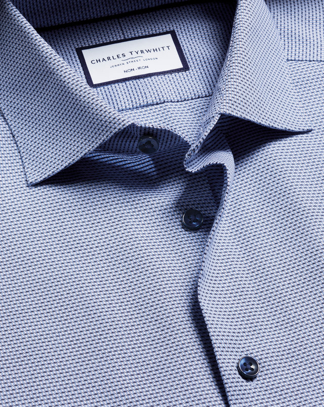 Non-Iron Stretch Texture Shirt - Royal Blue