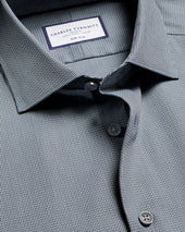 Non Iron Stretch Chevron Texture Shirt Grey