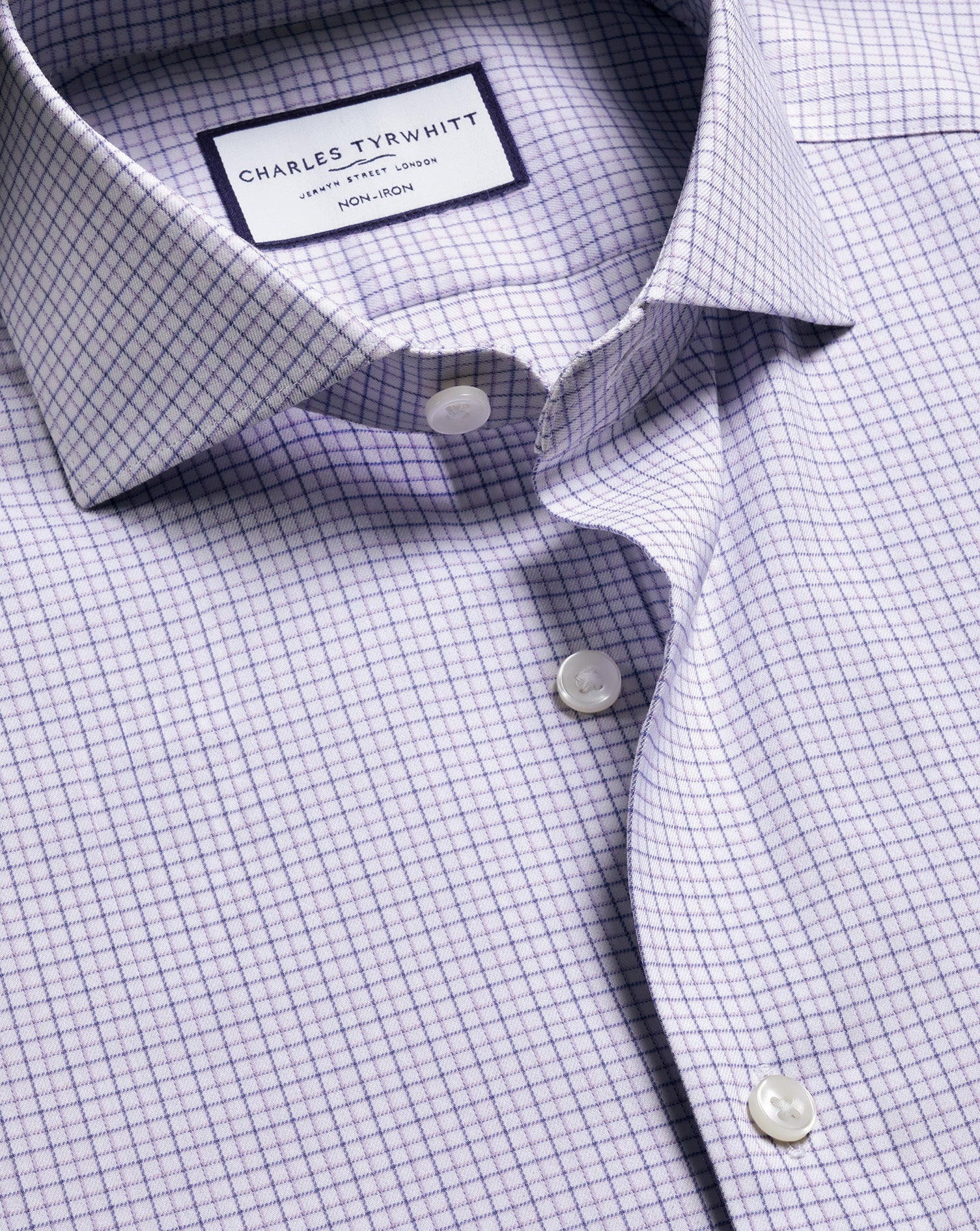 Non-Iron Performance Check Shirt - Lilac