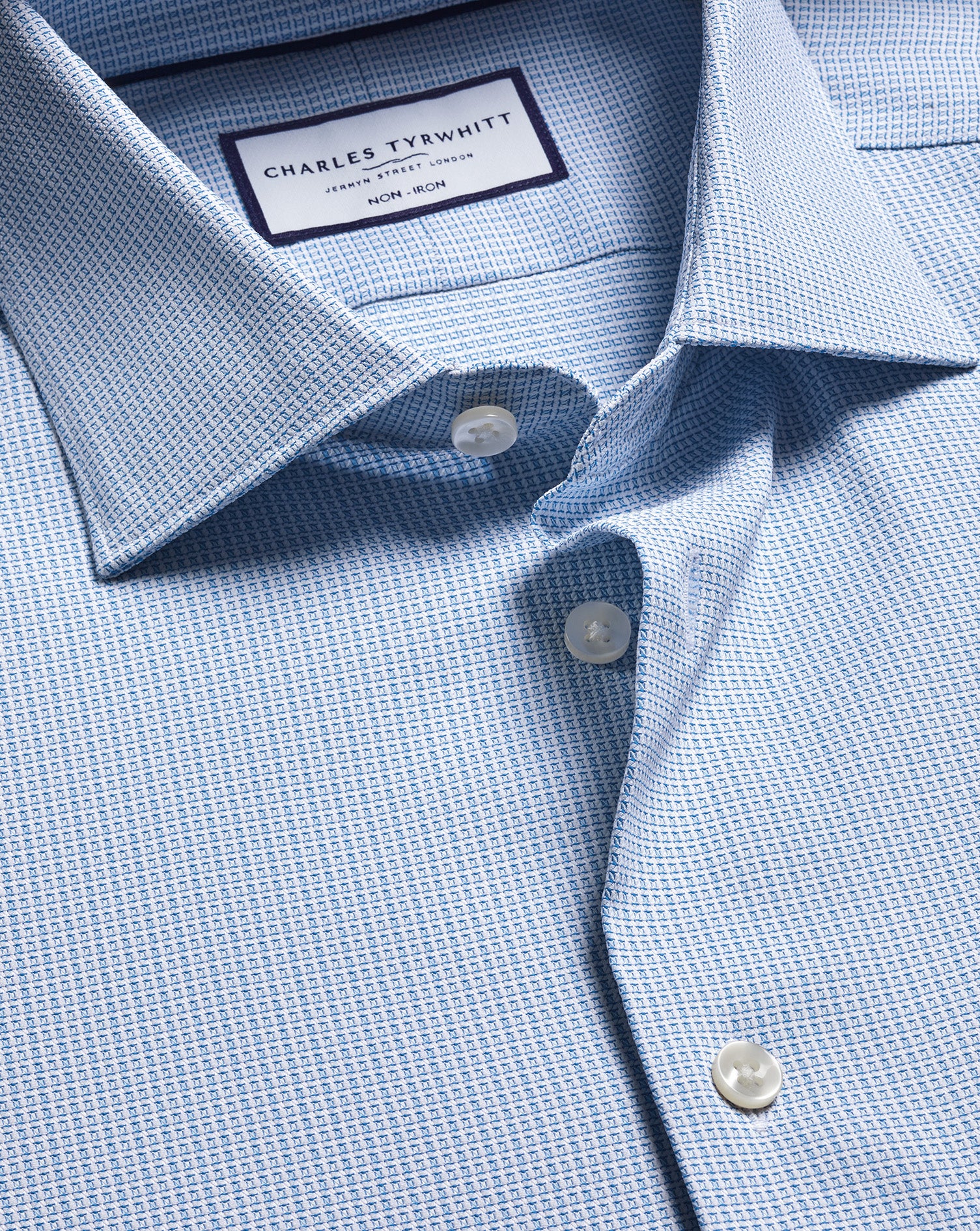 Non-Iron Performance Texture Shirt - Blue