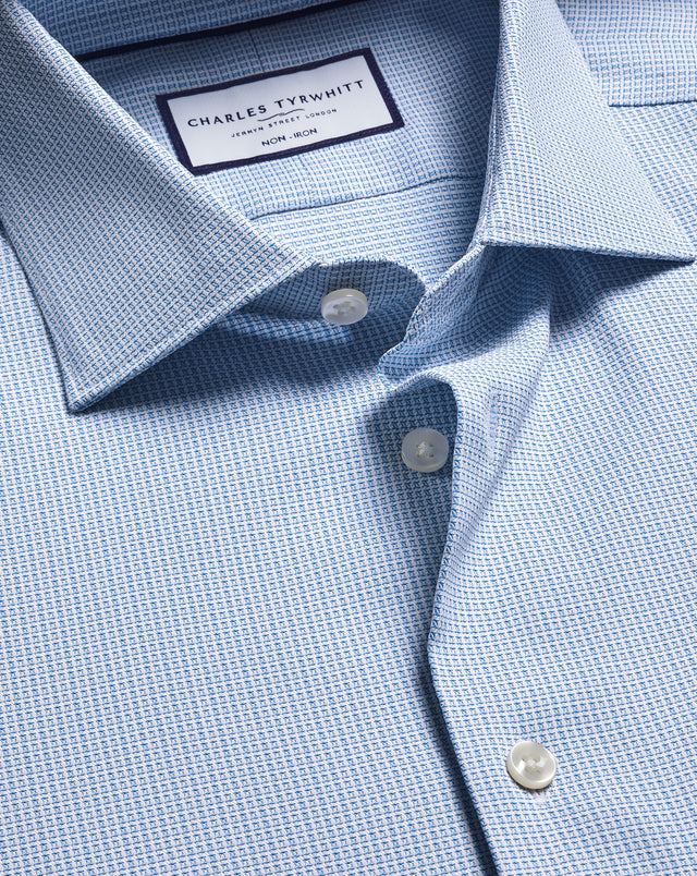 Non-Iron Performance Texture Shirt - Blue