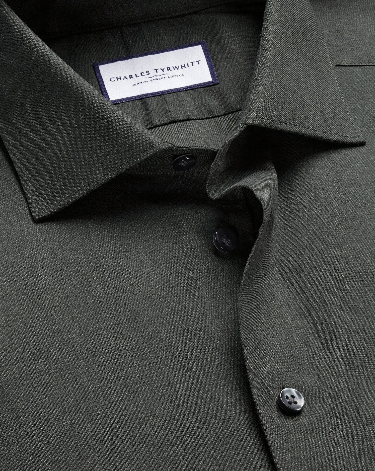 Brushed Cotton Twill Shirt - Dark Green