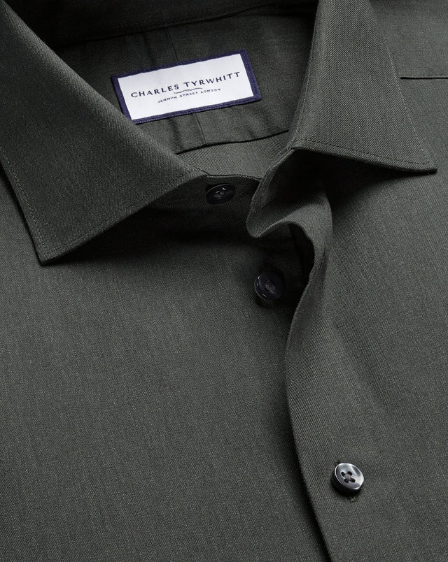 Brushed Cotton Twill Shirt - Dark Green