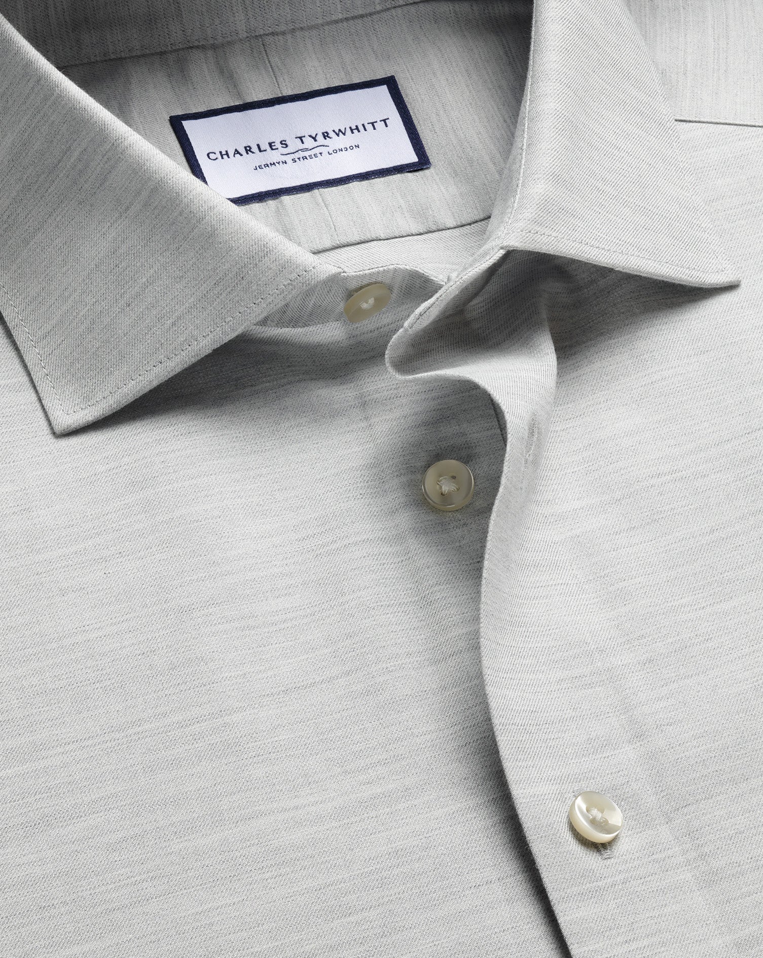 Brushed Cotton Twill Shirt - Light Gray