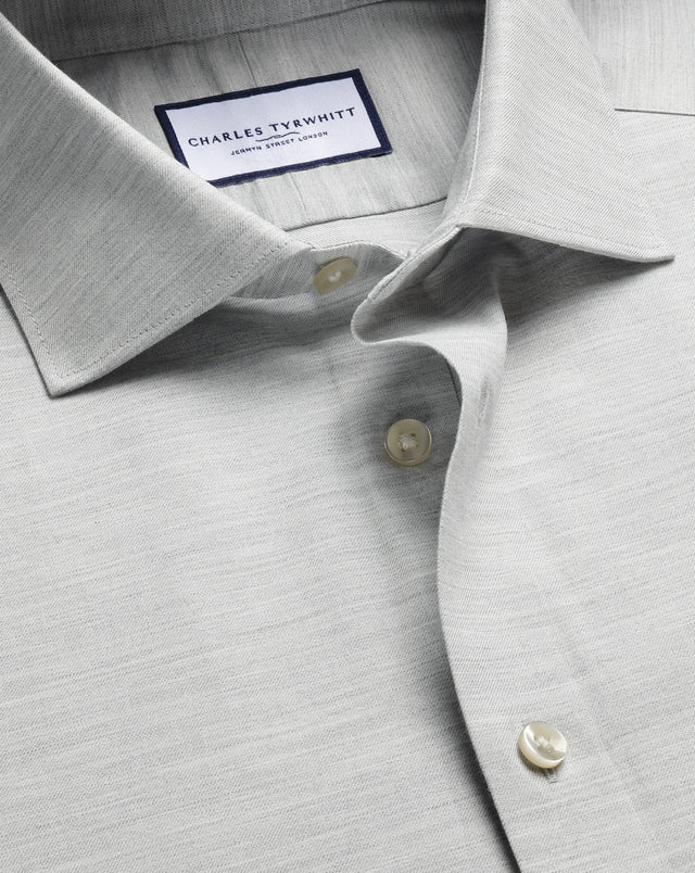 Brushed Cotton Twill Shirt - Light Grey