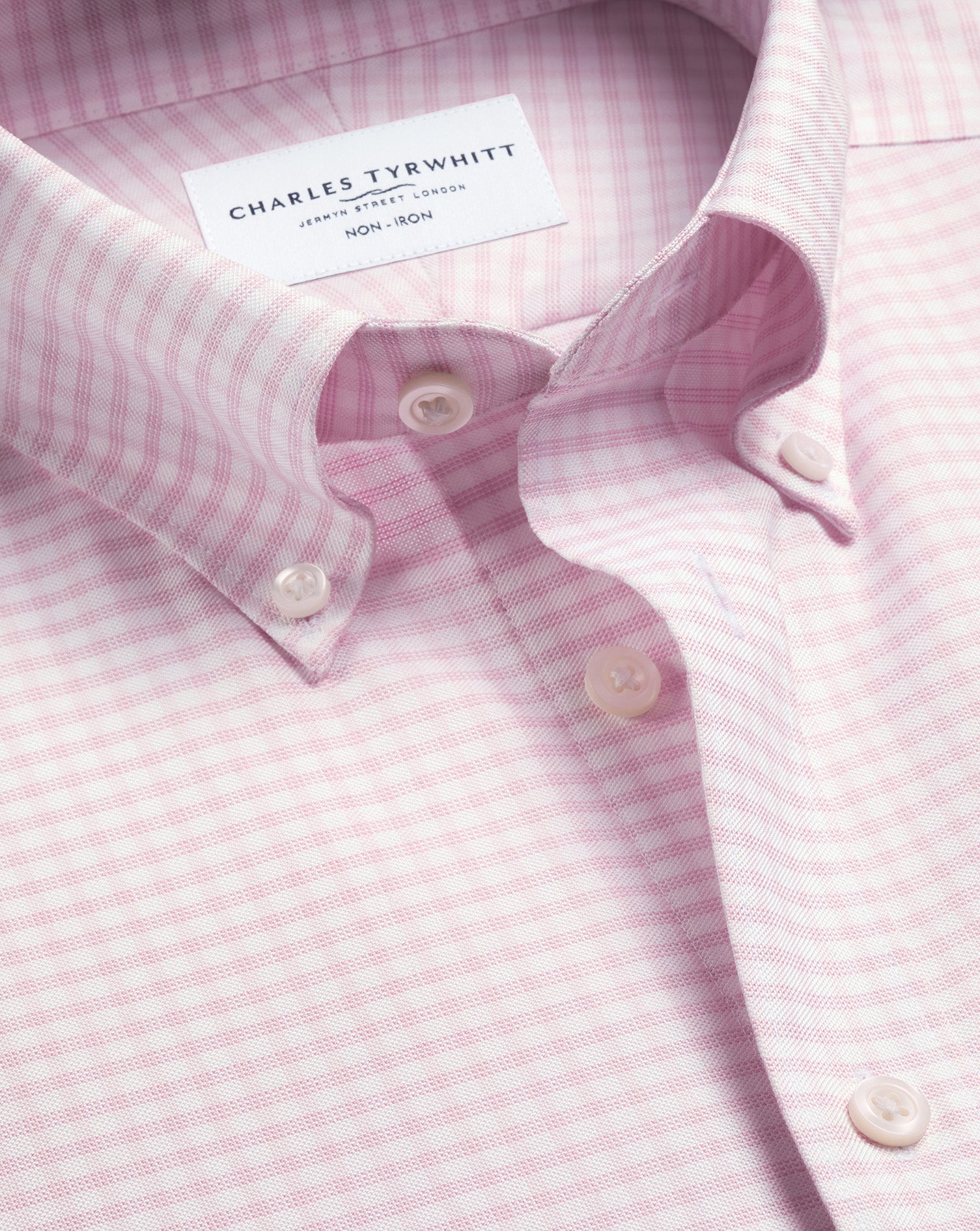 Non Iron Stretch Oxford Check Shirt Pink