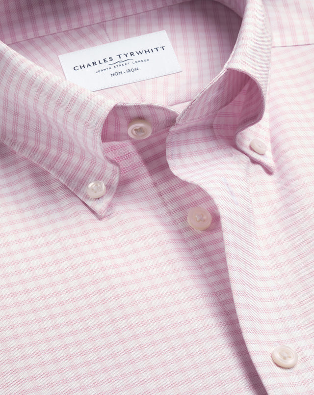 Non-Iron Stretch Oxford Check Shirt - Pink