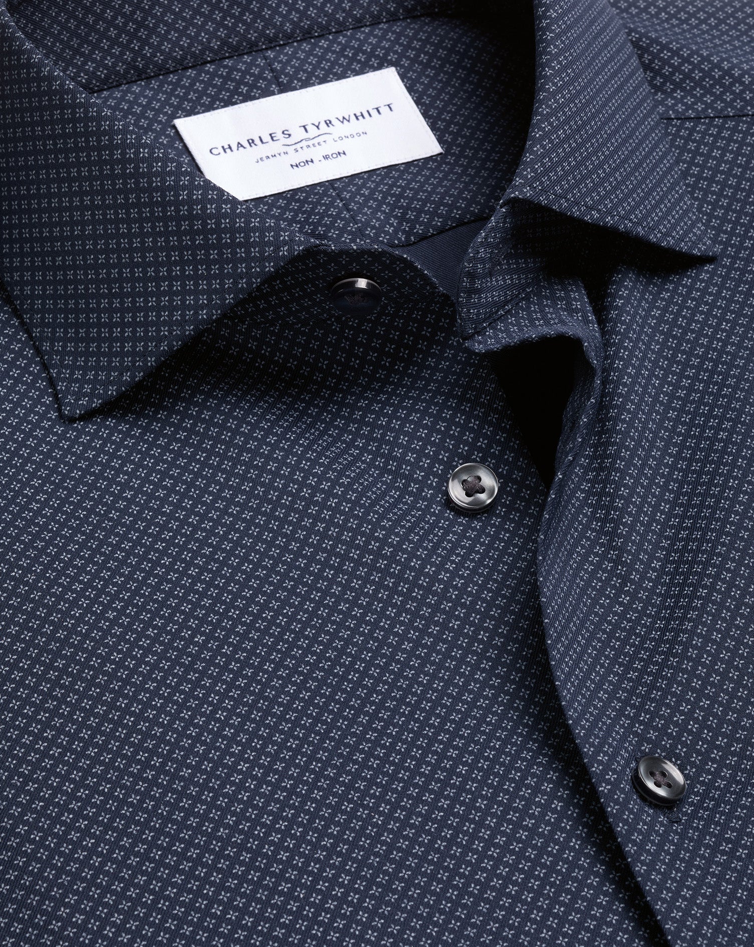 Non-Iron Performance Print Shirt – Navy