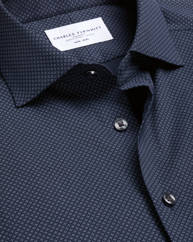 Non-Iron Performance Print Shirt – Navy