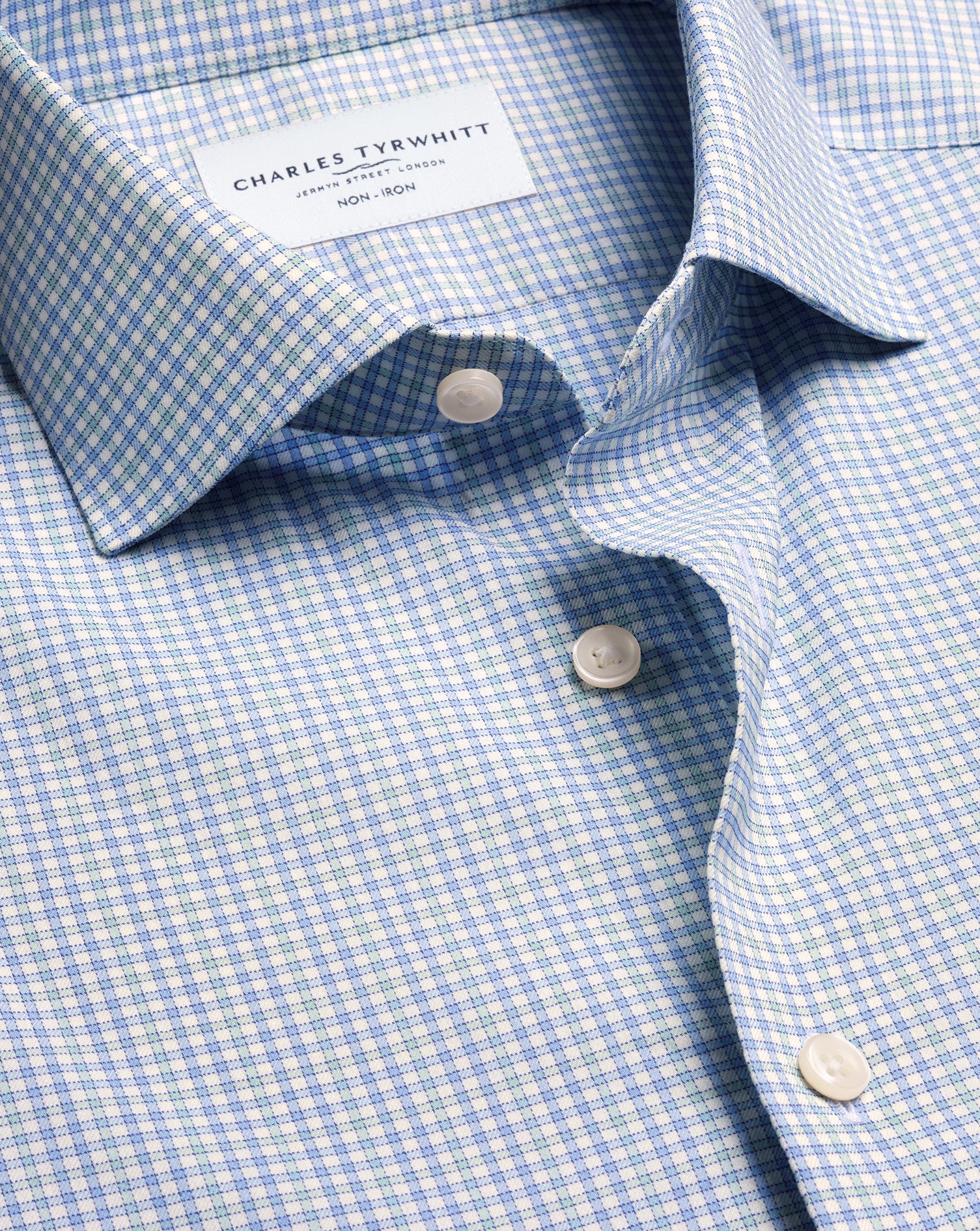 Non-Iron Performance Check Shirt – Royal Blue & Green