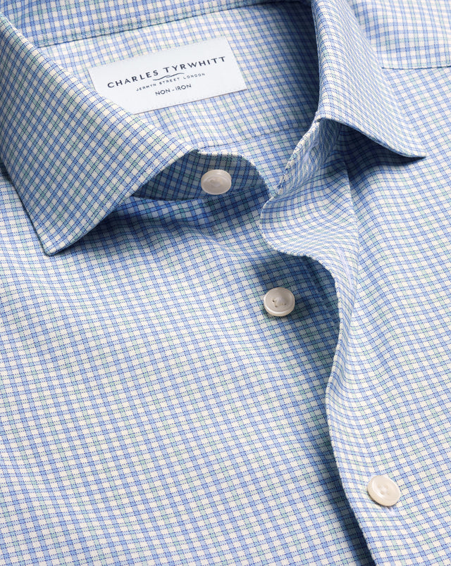 Non-Iron Performance Check Shirt – Royal Blue & Green