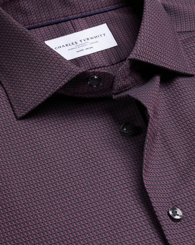 Non-Iron Stretch Texture Shirt – Burgundy Red