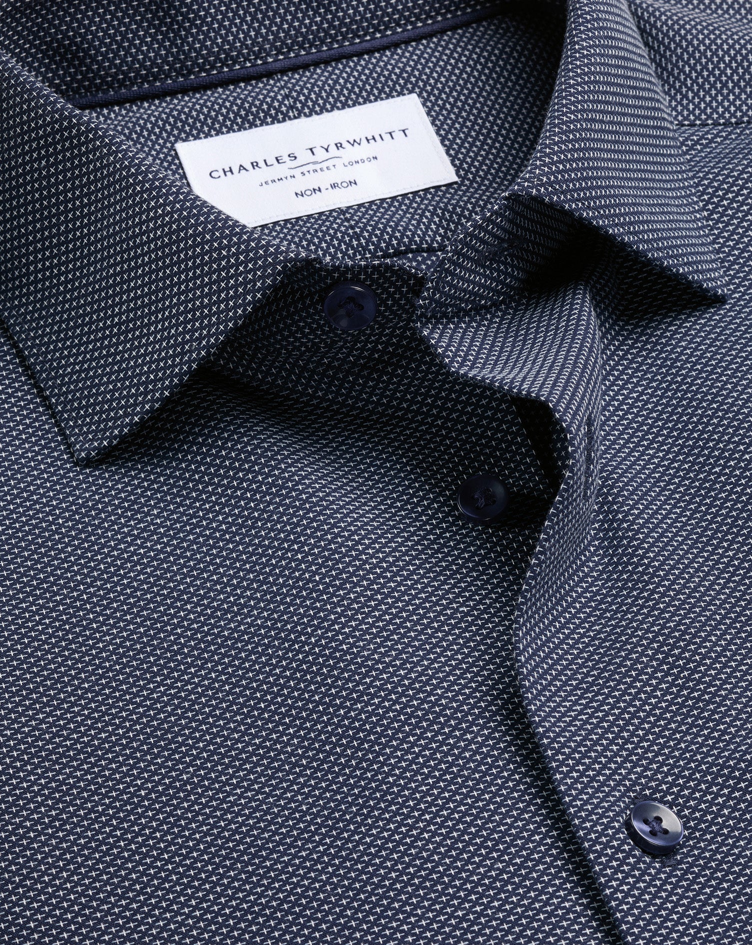 Non-Iron Stretch Texture Shirt – Navy