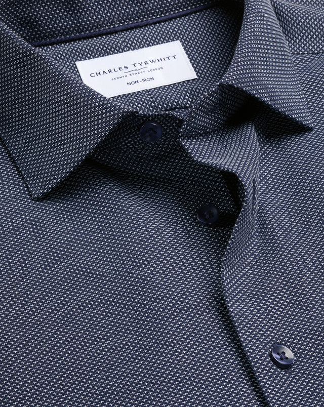 Non-Iron Stretch Texture Shirt – Navy