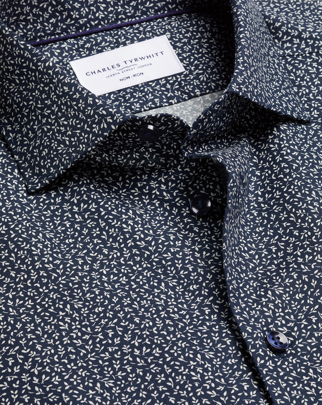 Non-Iron Stretch Print Shirt – Navy