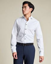 Non Iron Stretch Floral Printed Trim Shirt