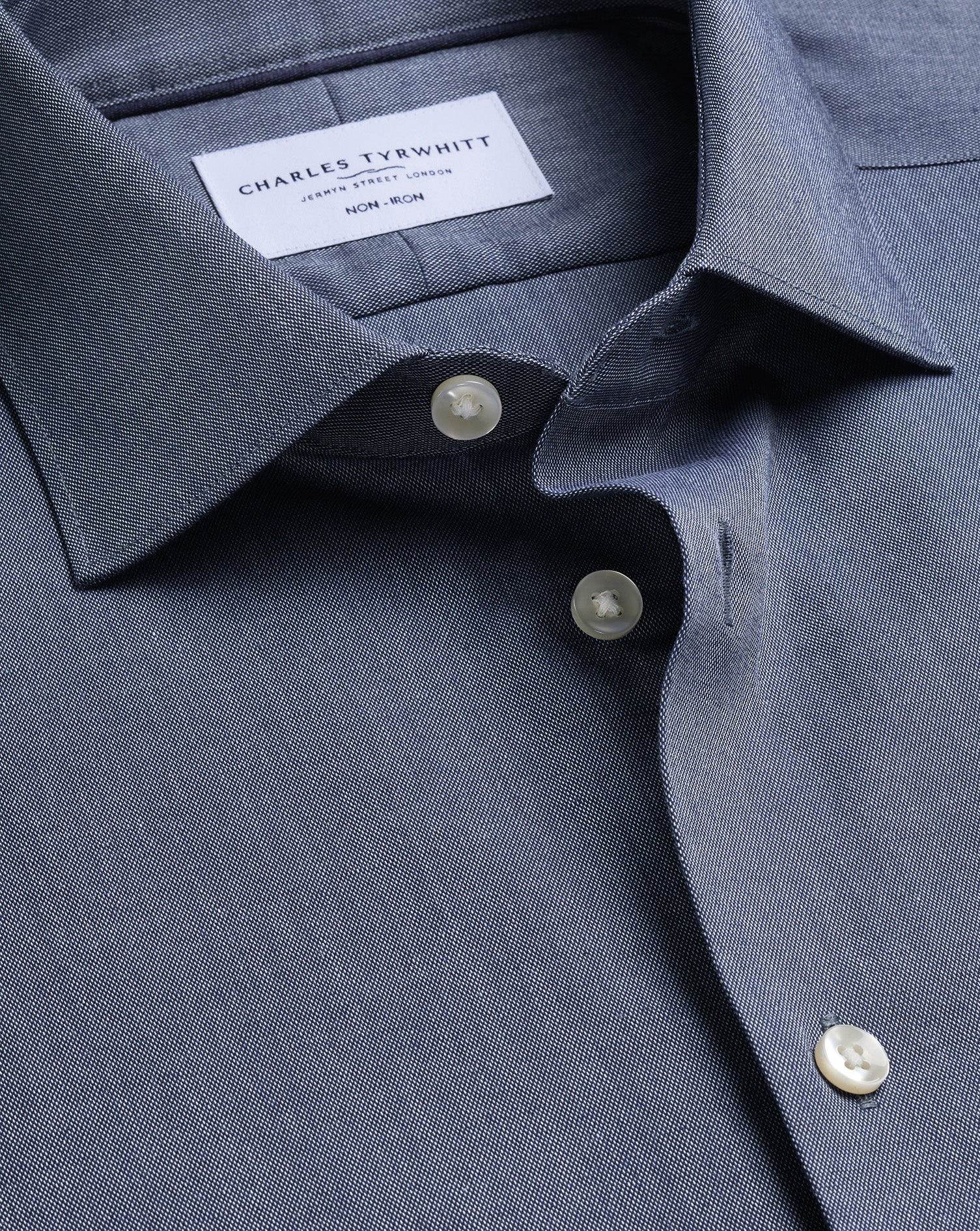 Non-Iron Cotton Linen Shirt - Navy