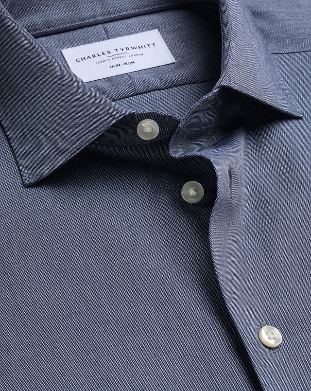 Non-Iron Cotton Linen Shirt - Navy