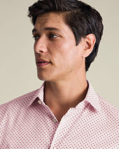 Non Iron Stretch Print Shirt Red