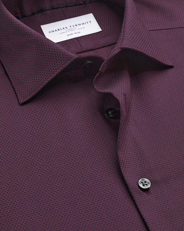 Non Iron Stretch Texture Shirt Dark Red