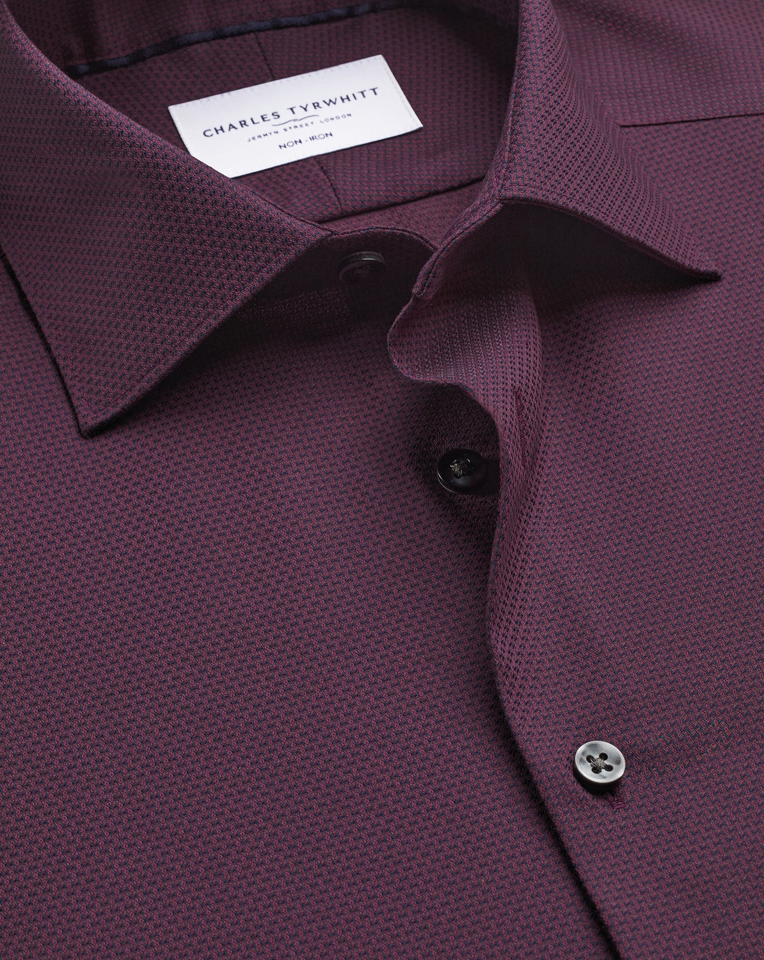 Non-Iron Stretch Texture Shirt - Dark Red