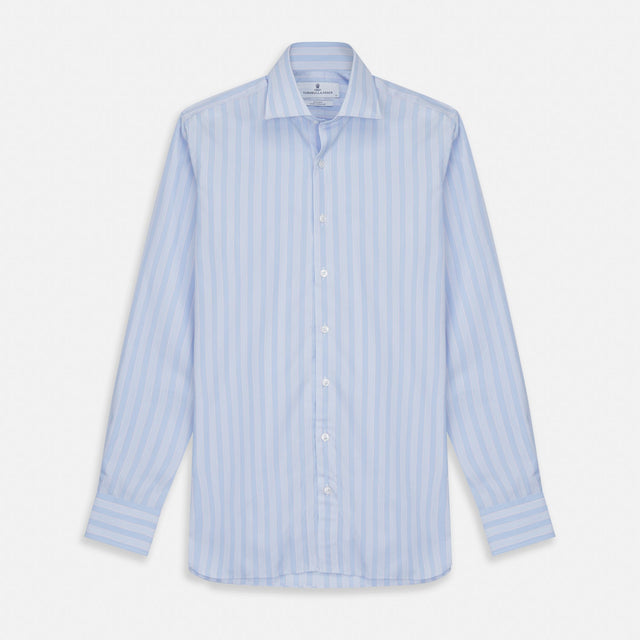 Pink and Blue Stripe Tailored Fit Shirt with Kent Collar