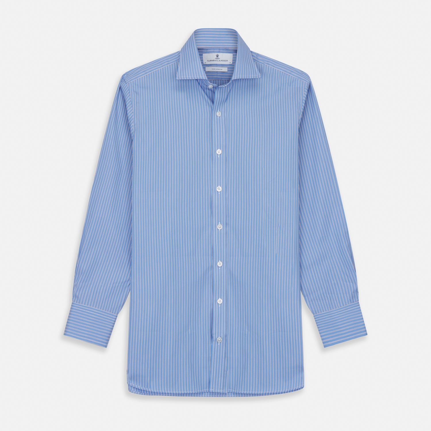 Oxford Blue Fancy Stripe Tailored Fit Shirt with Kent Collar and 2-Button Cuffs