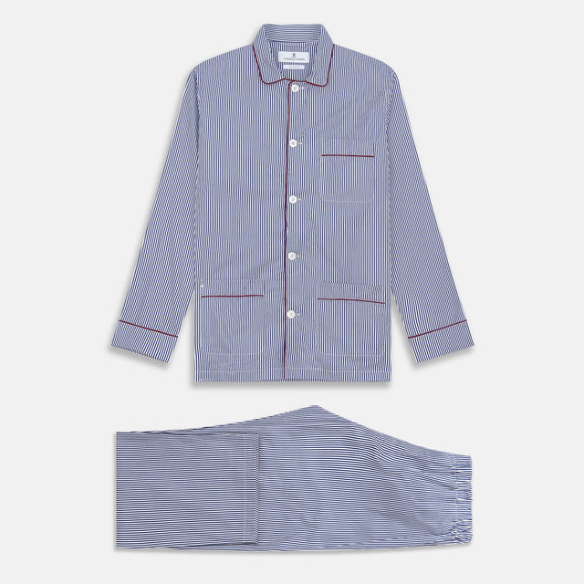 Navy & White Stripe Cotton Modern Pyjama Set
