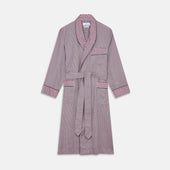 Burgundy Multi Check Contrast Cotton Gown